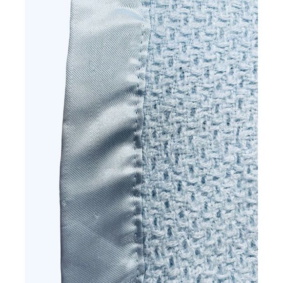 Kidgets Blue Waffle Weave Satin Edge Bless This Baby Blanket 28x29 Thermal Throw - Picture 11 of 11